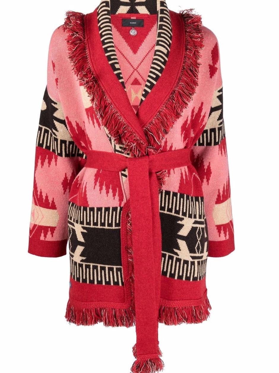 Cheap Icon Alanui cardigan Women belted jacquard 0708